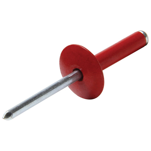 Rivet - Large - 5/8 in Head - 3/16 in Steel Mandrel - 5/8 to 3/4 in Grip Range - Aluminum - Red Paint - Set of 200