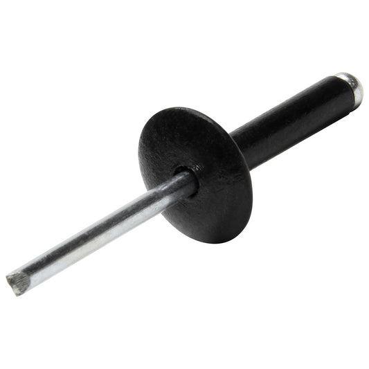 Rivet - Large - 5/8 in Head - 3/16 in Steel Mandrel - 5/8 to 3/4 in Grip Range - Aluminum - Black Paint - Set of 200