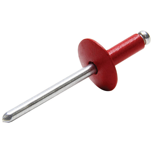 Rivet - Large - 5/8 in Head - 3/16 in Aluminum Mandrel - 1/4 to 3/8 in Grip Range - Aluminum - Red Paint - Set of 250