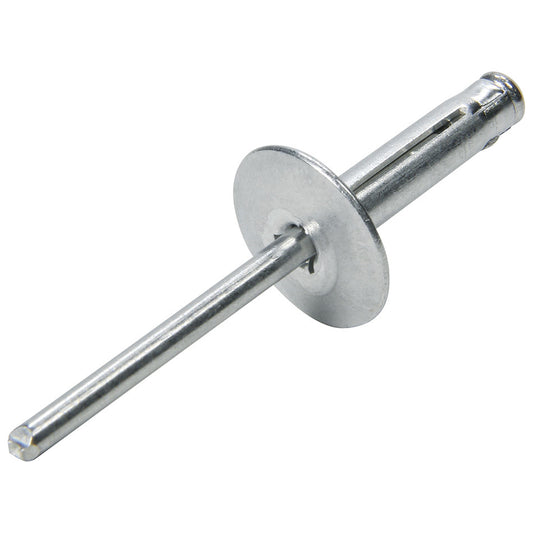 Rivet - Large - 5/8 in Head - 3/16 in Aluminum Flange Mandrel - 1/8 to 3/8 in Grip Range - Aluminum - Natural - Set of 250