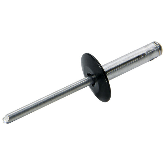 Rivet - Large - 5/8 in Head - 3/16 in Aluminum Flange Mandrel - 1/8 to 3/8 in Grip Range - Aluminum - Black Paint - Set of 250