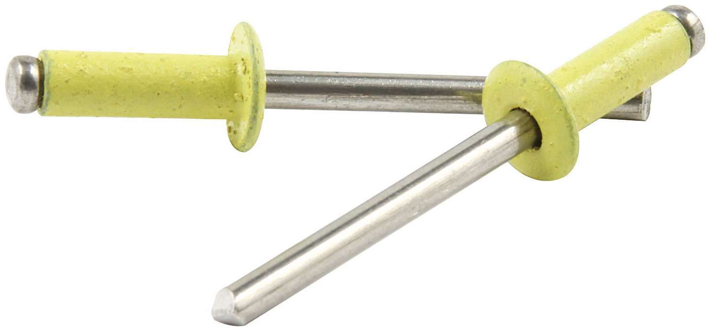 Rivet - 3/8 in Head - 3/16 in Mandrel - 1/4-3/8 in Grip Range - Aluminum - Yellow Paint - Set of 250