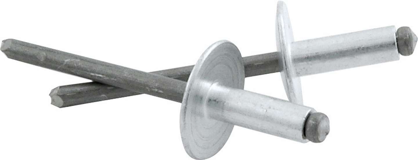 Rivet - 5/8 in Head - 3/16 in Steel Mandrel - 1/4-3/8 in Grip Range - Aluminum - Natural - Set of 3000