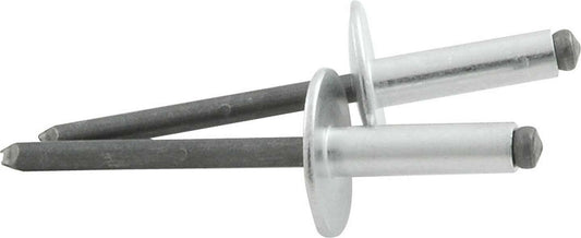 Rivet - 5/8 in Head - 3/16 in Steel Mandrel - 3/8-1/2 in Grip Range - Aluminum - Natural - Set of 250