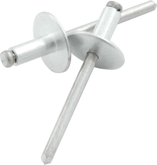 Rivet - 5/8 in Head - 3/16 in Mandrel - 1/8-1/4 in Grip Range - Aluminum - Natural - Set of 250