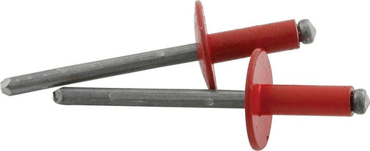 Rivet - 5/8 in Head - 3/16 in Steel Mandrel - 1/4-3/8 in Grip Range - Aluminum - Red Paint - Set of 250