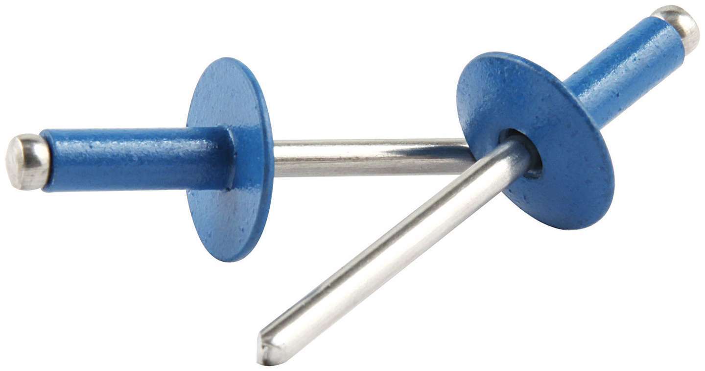 Rivet - 5/8 in Head - 3/16 in Mandrel - 1/4-3/8 in Grip Range - Aluminum - Pepsi Blue Paint - Set of 250