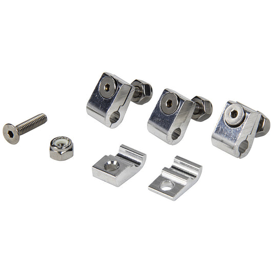 Line Clamp - 2-Piece - 3/16 in ID - Aluminum - Polished - Set of 4