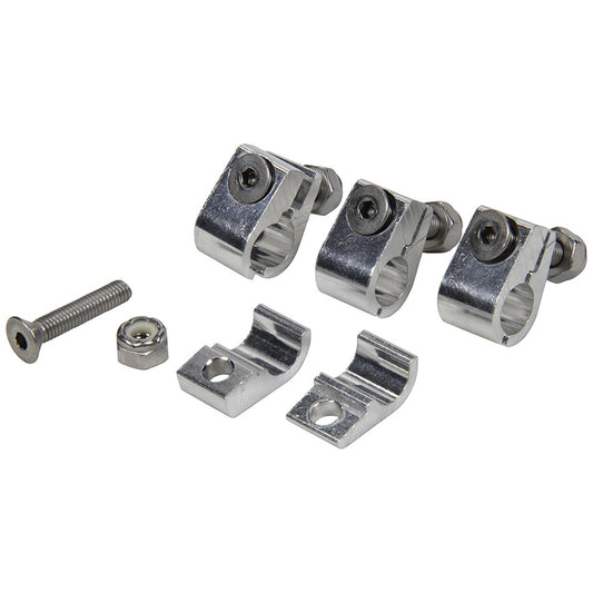 Line Clamp - 2-Piece - 3/8 in ID - Aluminum - Polished - Set of 4