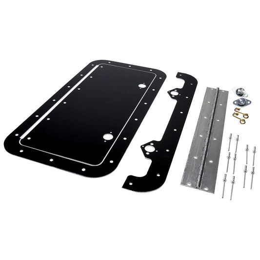 Access Door - 6 x 14 in Rectangle Door - Hinge / Hardware Included - Aluminum - Black Paint - Kit