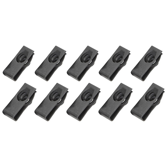 Body Bolt Clips - Long - 1/4-20 in Thread - Steel - Black Oxide - Set of 10