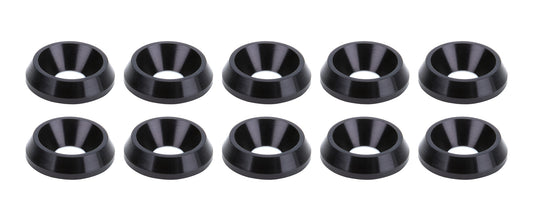 Countersunk Washer - 1/4 in ID - 3/4 in OD - Aluminum - Black Anodized - Set of 10