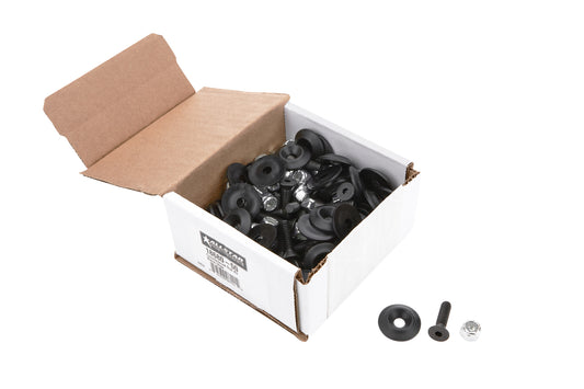 Body Bolt Kit - 1/4-20 in Thread - 1 in Long - Allen Head - Bolts / Countersunk Washers / Lock Nuts Included - Plastic / Steel - Black / Zinc Oxide - Set of 50