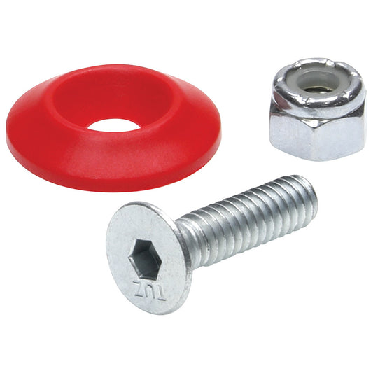 Body Bolt Kit - 1/4-20 in Thread - 1 in Long - Allen Head - Bolts / Countersunk Washers / Lock Nuts Included - Plastic / Steel - Red / Zinc Oxide - Set of 10