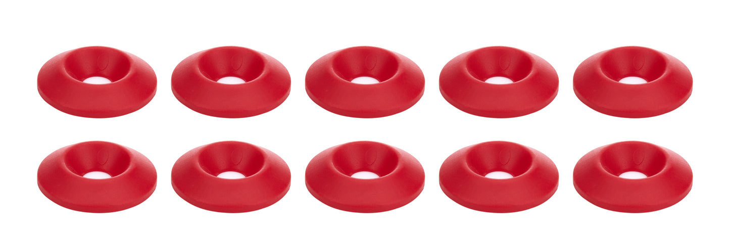 Body Bolt Washer - Countersunk - 1/4 in ID - 1 in OD - Plastic - Red - Set of 10