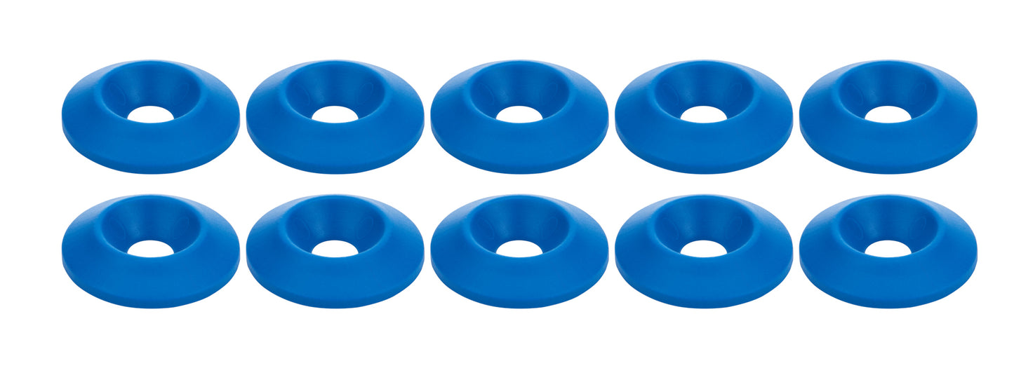 Body Bolt Washer - Countersunk - 1/4 in ID - 1 in OD - Plastic - Blue - Set of 10