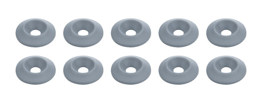 Countersunk Washer - 1/4 in ID - 1 in OD - Plastic - Silver - Set of 10