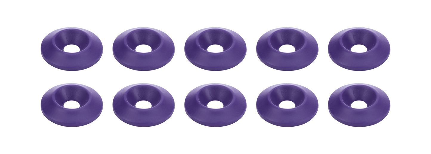 Countersunk Washer - 1/4 in ID - 1 in OD - Plastic - Purple - Set of 10