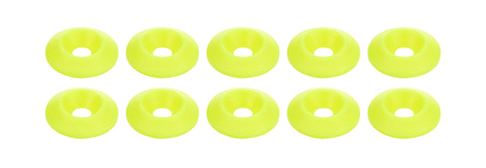 Countersunk Washer - 1/4 in ID - 1 in OD - Plastic - Neon Yellow - Set of 10