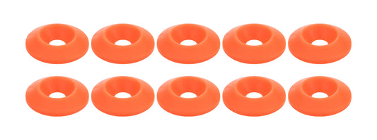 Countersunk Washer - 1/4 in ID - 1 in OD - Plastic - Neon Orange - Set of 10