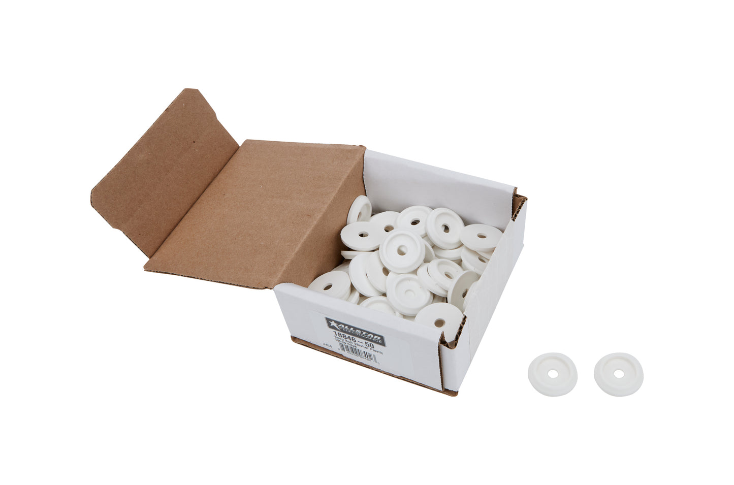 Body Bolt Washer - Countersunk - 1/4 in ID - 1-1/4 in OD - Plastic - White - Set of 50