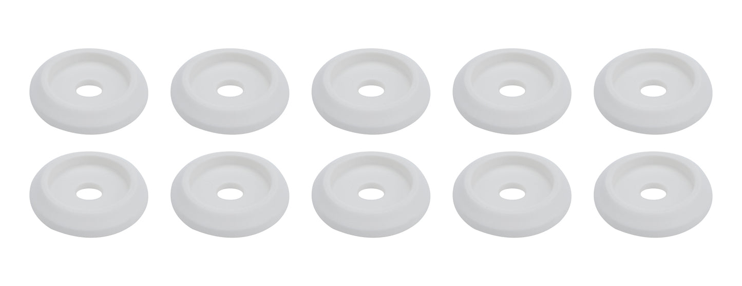 Body Bolt Washer - Countersunk - 1/4 in ID - 1-1/4 in OD - Plastic - White - Set of 10