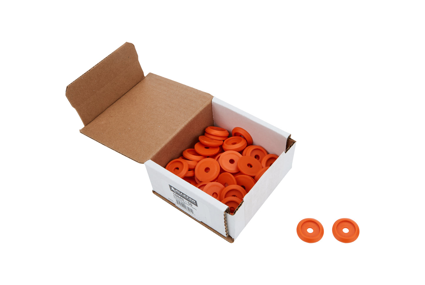 Body Bolt Washer - Countersunk - 1/4 in ID - 1-1/4 in OD - Plastic - Orange - Set of 50