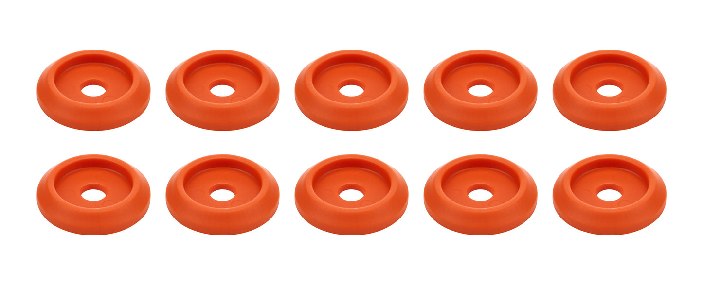 Body Bolt Washer - Countersunk - 1/4 in ID - 1-1/4 in OD - Plastic - Orange - Set of 10