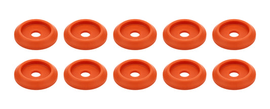 Body Bolt Washer - Countersunk - 1/4 in ID - 1-1/4 in OD - Plastic - Orange - Set of 10