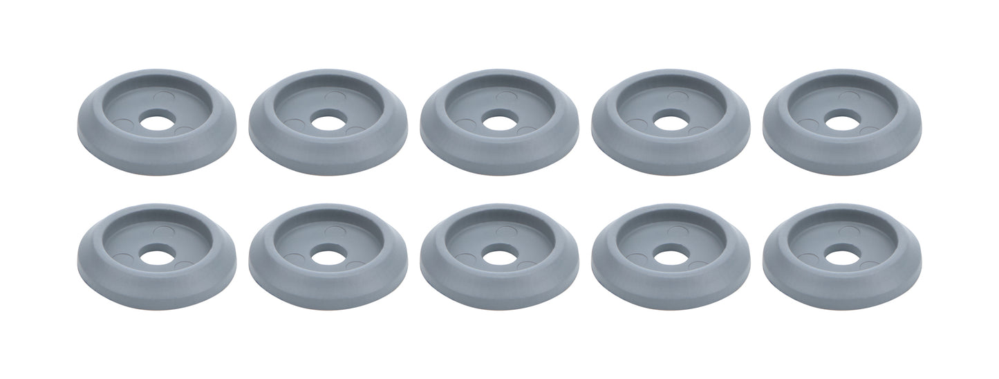 Body Bolt Washer - Countersunk - 1/4 in ID - 1 in OD - Plastic - Silver - Set of 10