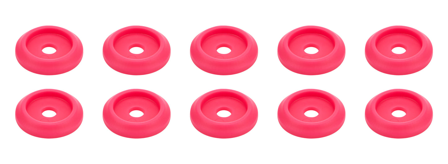 Body Bolt Washer - Countersunk - 1/4 in ID - 1 in OD - Plastic - Pink - Set of 10