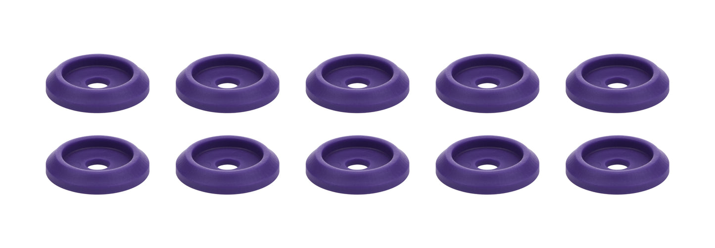 Body Bolt Washer - Countersunk - 1/4 in ID - 1 in OD - Plastic - Purple - Set of 10