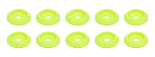 Body Bolt Washer - Countersunk - 1/4 in ID - 1 in OD - Plastic - Fluorescent Yellow - Set of 10