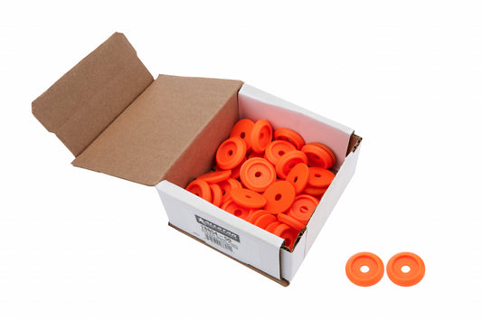 Body Bolt Washer - Countersunk - 1/4 in ID - 1 in OD - Plastic - Fluorescent Orange - Set of 50