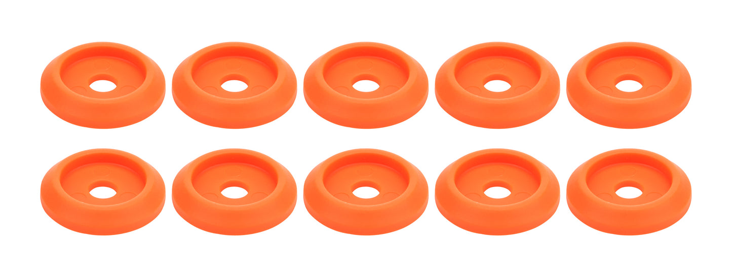 Body Bolt Washer - Countersunk - 1/4 in ID - 1 in OD - Plastic - Fluorescent Orange - Set of 10