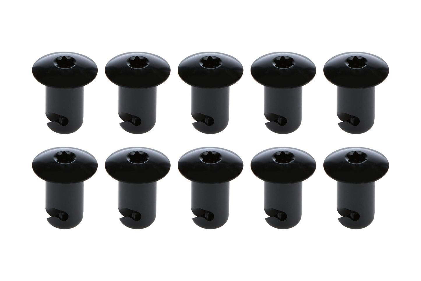 Quick Turn Fastener - Oval Head - Torx - 7/16 x 0.500 in Body - Aluminum - Black Anodized - Set of 10