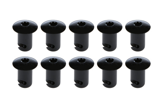 Quick Turn Fastener - Oval Head - Torx - 7/16 x 0.500 in Body - Aluminum - Black Anodized - Set of 10