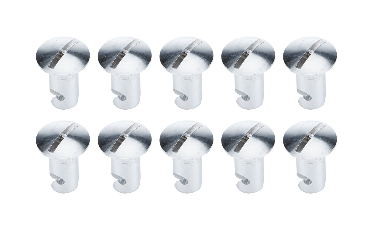 Quick Turn Fastener - Oval Head - Slotted - 7/16 x 0.750 in Body - Aluminum - Clear Anodized - Set of 10