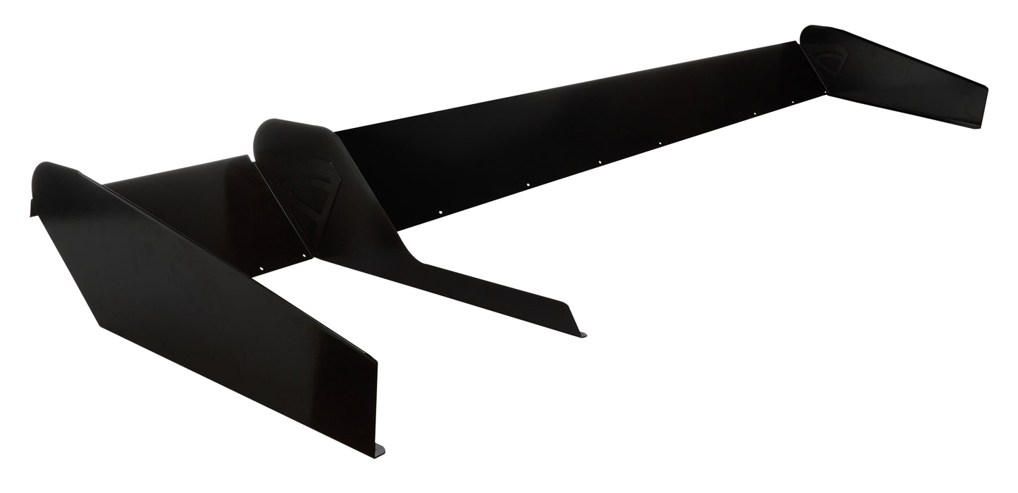 Spoiler - 72 x 8 in - Adjustable - 2-Piece - Aluminum - Black Powder Coat - Dirt Late Model - Kit