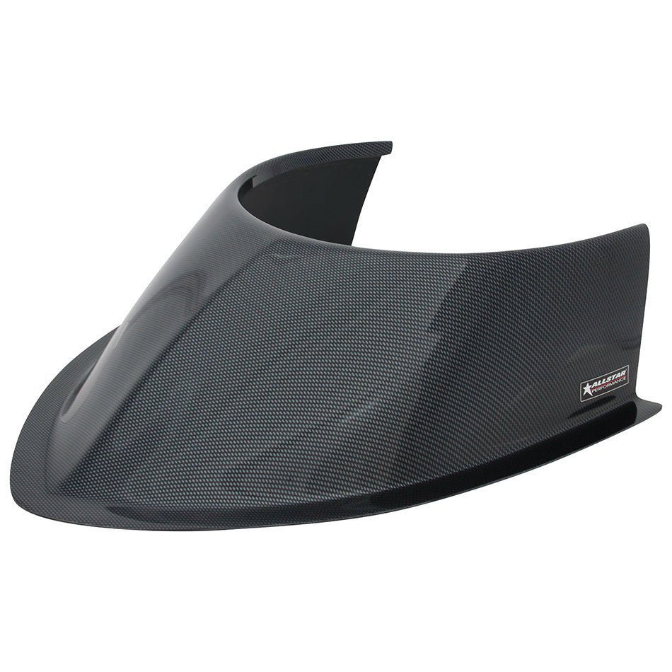 Hood Scoop - 5.5 in Height - Tapered Front - Offset Sides - Plastic - Carbon Fiber Look - Each