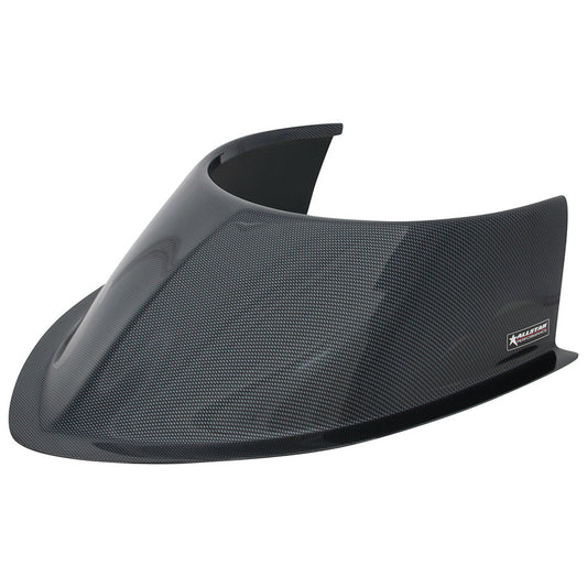 Hood Scoop - 5.5 in Height - Tapered Front - Offset Sides - Plastic - Carbon Fiber Look - Each