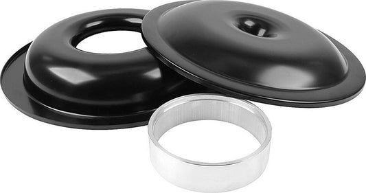 Air Cleaner Assembly - Lightweight - 14 in Round - Requires Element - 5-1/8 in Carb Flange - Drop Base - 1-1/2 in Spacer - Aluminum - Black Paint - Kit