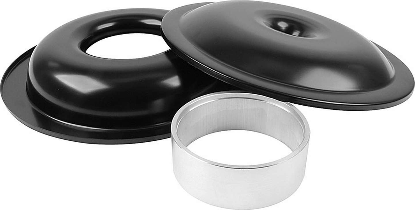 Air Cleaner Assembly - Lightweight - 14 in Round - Requires Element - 5-1/8 in Carb Flange - Drop Base - 2 in Spacer - Aluminum - Black Paint - Kit