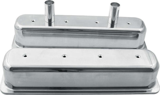 Valve Cover - Tall - Breather Tubes - Aluminum - Polished - Center Bolt - Small Block Chevy - Pair