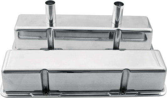 Valve Cover - Tall - Breather Tubes - Aluminum - Polished - Small Block Chevy - Pair