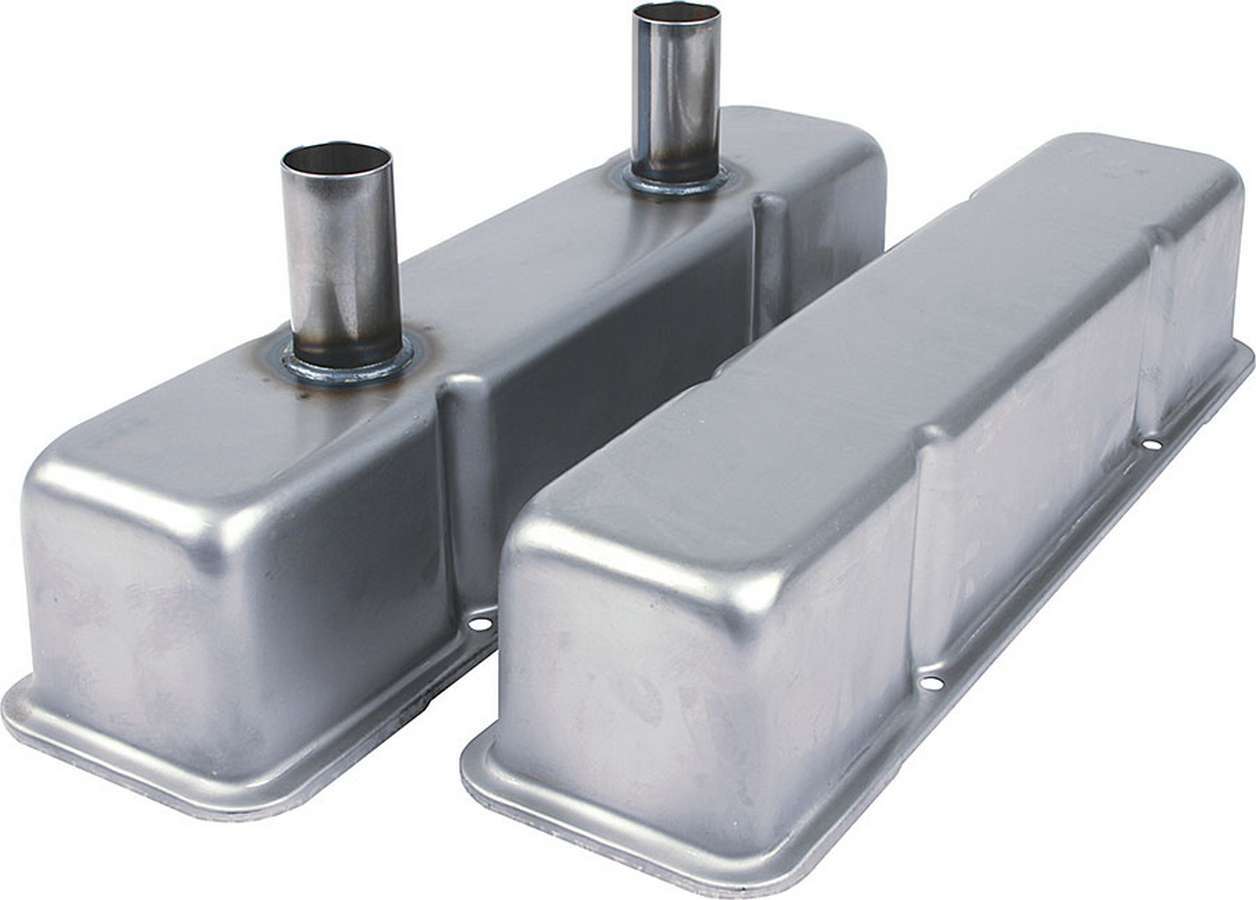 Valve Cover - Tall - Breather Tubes - Steel - Natural - Small Block Chevy - Pair