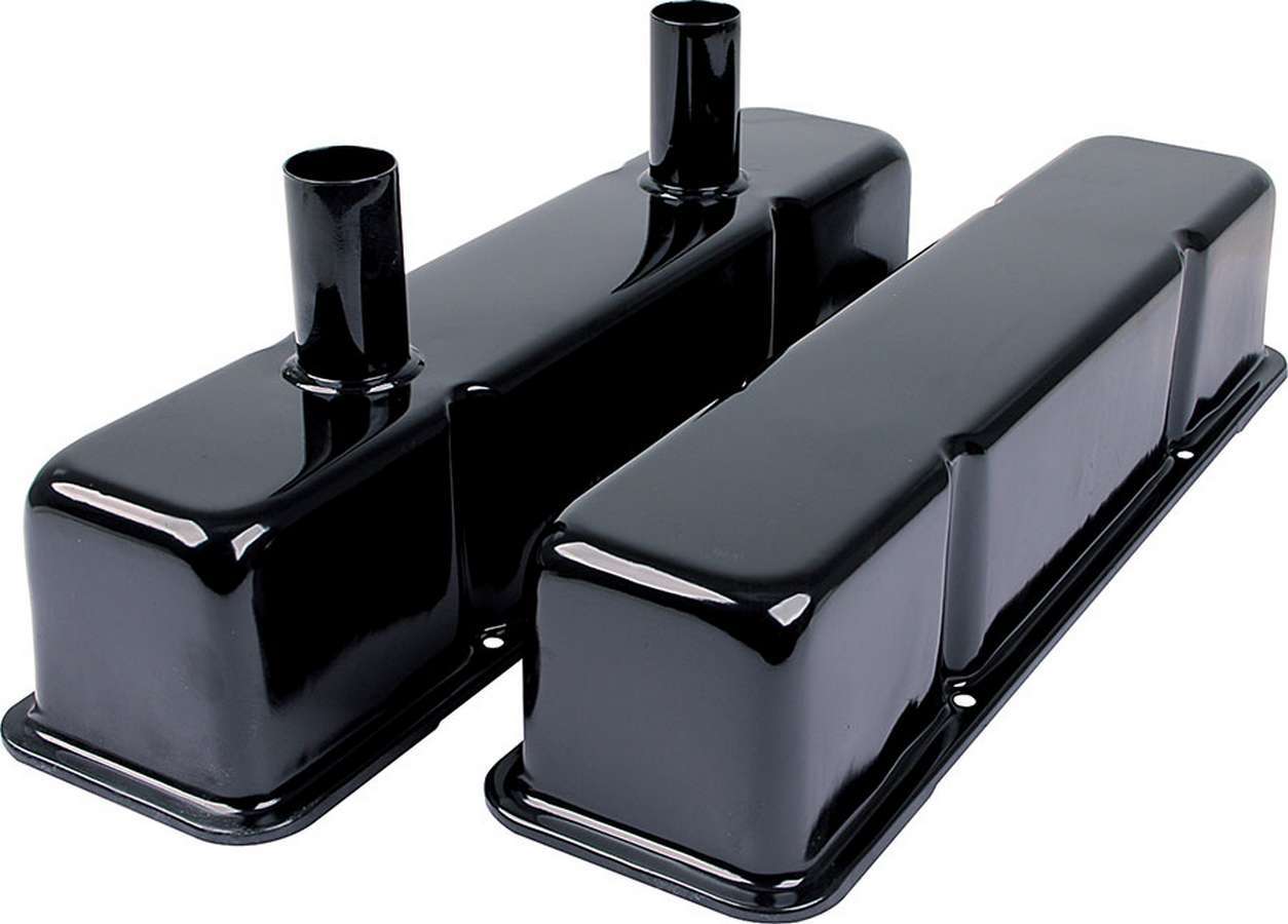 Valve Cover - Tall - Breather Tubes - Steel - Black Paint - Small Block Chevy - Pair