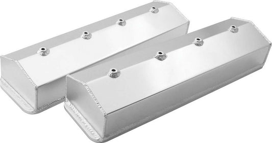 Valve Cover - Tall - Fabricated Aluminum - Natural - Center Bolt - Small Block Chevy - Pair