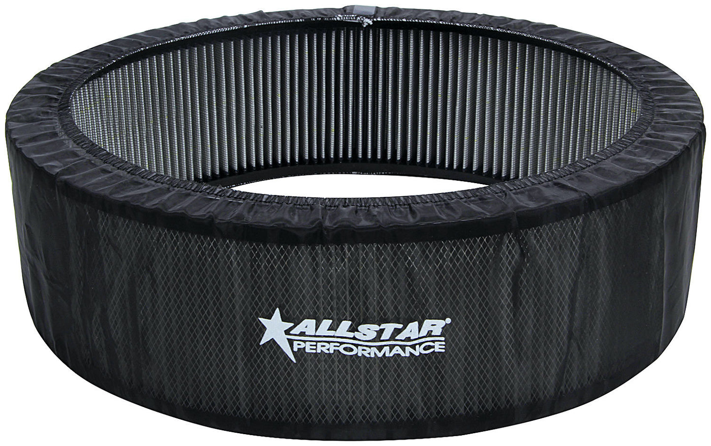 Air Filter Wrap - Round - 14 in Diameter - 3 in Tall - Allstar Logo - Polyester - Black - Each