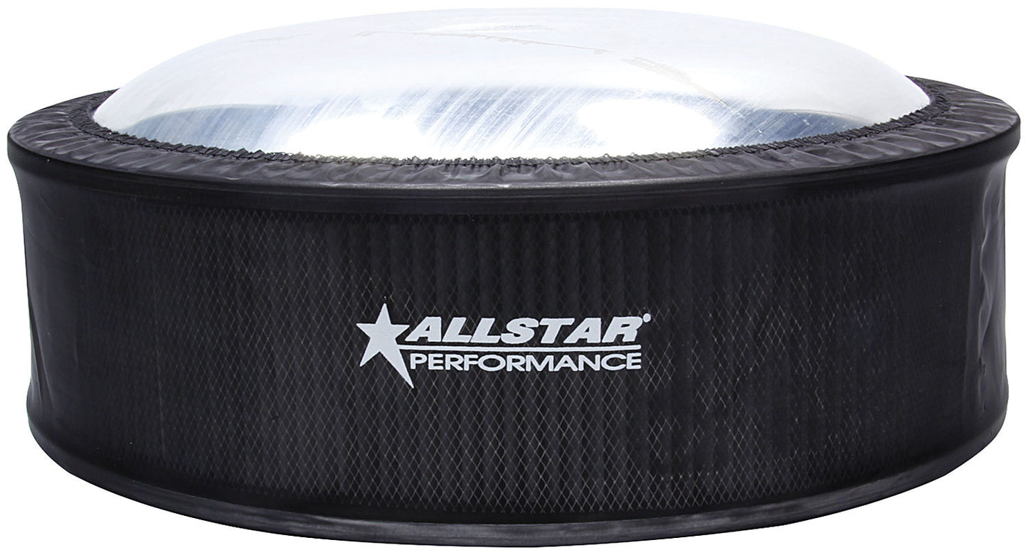 Air Filter Wrap - Round - 14 in Diameter - 4 in Tall - Allstar Logo - Polyester - Black - Each